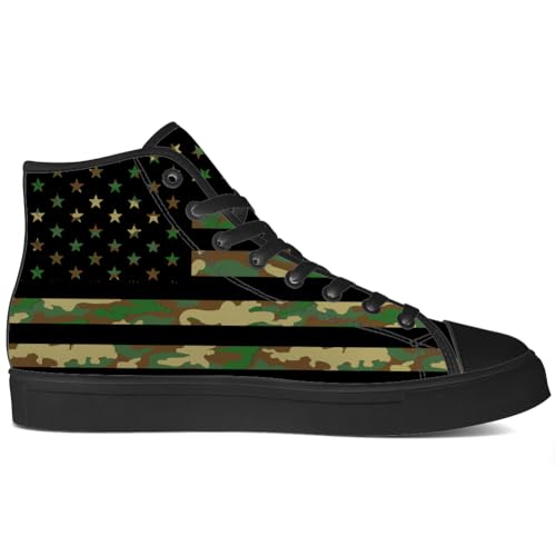 American Flag Camouflage High Top Shoes 4th of July High Top Canvas Sneakers Lace Up Black Shoes for Men Women2