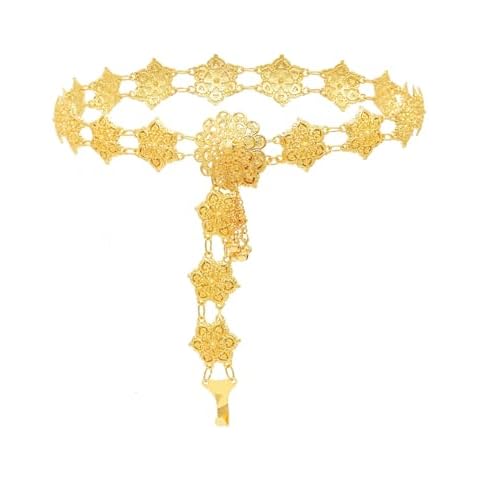 Indian Style 14 K Gold Plated Crystal Flower Turquoise Waist Belly Chains Dancing Beach Belt Body Jewelry (New flower) Cover