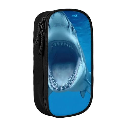 サメ柄 海ペンケース 文具 ファッション 収納 筆袋 多功能 中の高校生 軽い量 男女通用 鉛筆の箱 学生 児童 誕生日 入学 贈り物 包 収納包 Black
