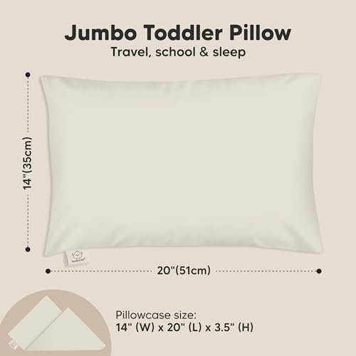 Image of KeaBabies Organic Toddler Pillow with Pillowcase, Jumbo 14X20 (Clay) | Soft Cotton Toddler Pillows for Sleeping, Machine Washable, Perfect for Travel, School, Daycare, Nap, Kids Toddler Bed Set