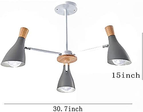 Tsusf Chandelier, Logs Wood Chandelier Simple Atmosphere Living Room Study Decorative Lighting Room Restaurant Lighting (Color : Gray, Size : 3Light) #TOP1