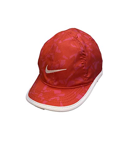 Nike Girl`s Aerobill Lightweight Strapback Printed Adjustable Baseball Cap Hat (Vivid Pink(1A2628-V12)/White, 12-24 Months)