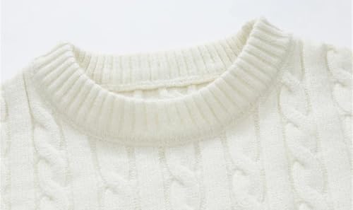 Men's Twisted Knit Sweater Round Neck Pullover Thickened Solid Color Loose Fit Knitted Winter Casual Top3