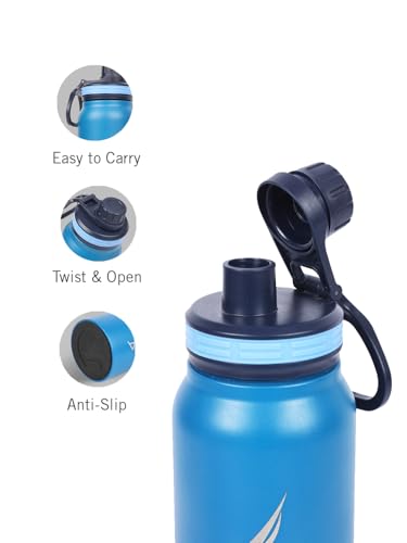 Image of NAUTICA Premium Leak-Proof Insulated Water Bottle - 1pc (Fender)| 750ml | Stainless Steel Flask with 24 Hours Temperature Retention | Ideal for Travel, Gym, Office Use Austin Solid-lightblue