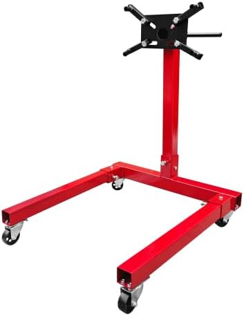Engine Stand 1250LBS Capacity, 360 Degree Rotating Engine Run Stand with 4-Casters, Heavy Duty Motorcycle Engine Stand for Auto Repair, Vehicle Maintenance, Red