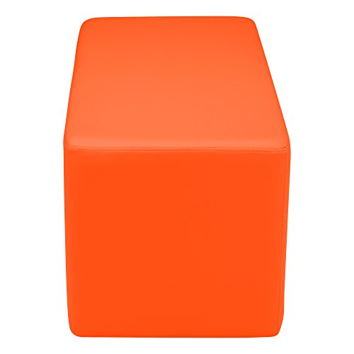 Image of Sprogs 18 inch H Structured Rectangle Stool -Flexible Modular Collaborative Soft Seating for Office, Home, Lounge and School Classrooms with Durable Frame & Set of 2 inch Casters Add-on -Orange