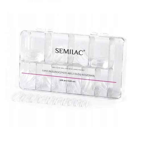 Semilac USA False Nails, ABS Material, Classic Shape, Transparent, 120 Pieces in 1 Set, 120 Count image 2