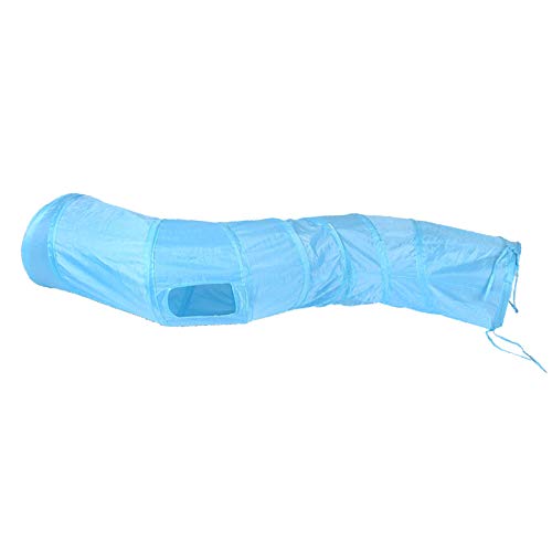 Image of iCAGY Cat Tunnel for Indoor Cats Interactive, Rabbit Tunnel Toys, Pet Toys Play Tunnels for Cats Kittens Rabbits Puppies Crinkle Pop Up Blue 47 inch Shape S