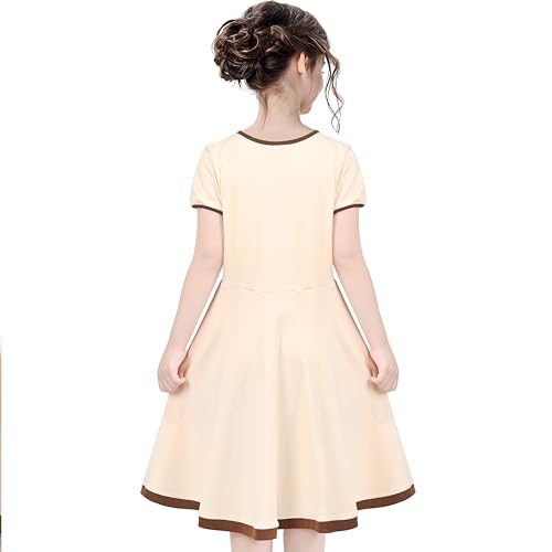 Image of Sunny Fashion Girls Dress Colorful Striped Knitted Cotton Stretch School