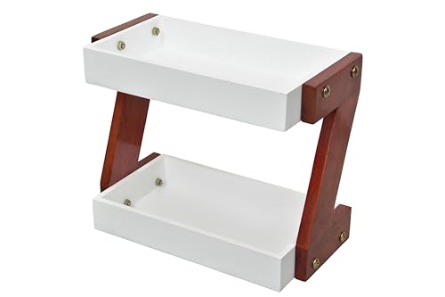 Image of Wooden Rack for Storage - Multi-Tier Spice Rack Organizer, Durable Storage Rack for Countertop, Pantry, or Cabinet - Ideal for Condiments, Jars, Cans, Utensils (Red)