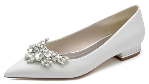 Hanfike Girls Women Wedding Flats Slip-on Lace Comfortable Evening Prom Shoes with Bows JY259