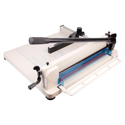 Helanzer Heavy Duty Guillotine Paper Cutter A3 17" 400 Sheet, Double Safety Protection for Paper/Leather/PVC, Office/Print Shop (White-A3)