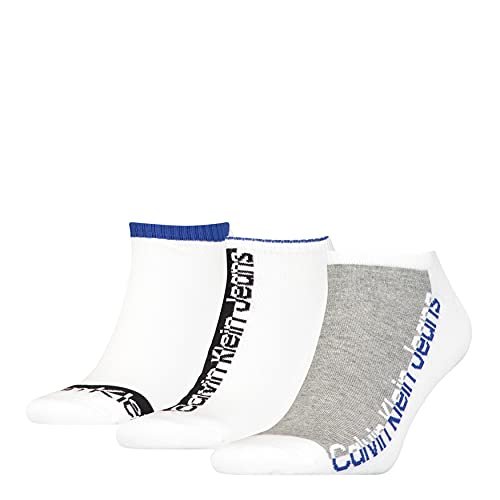Calvin Klein Jeans Athleisure Lot de 3 Paires de Chaussettes de Sport pour Homme Baskets, Blanc, Taille Unique