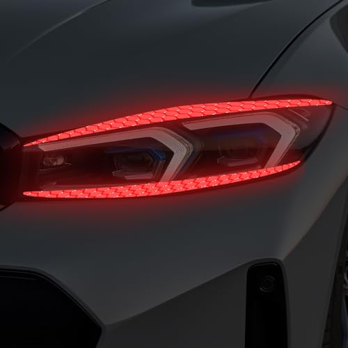 Image of 4 Pcs Reflective Eyeliner Car Decals-2 Pair Super Bright Vinyl Stickers for Headlights, High Reflective Car Headlight Eyelashes Sticker Cute Girl Car Accessory (Red)