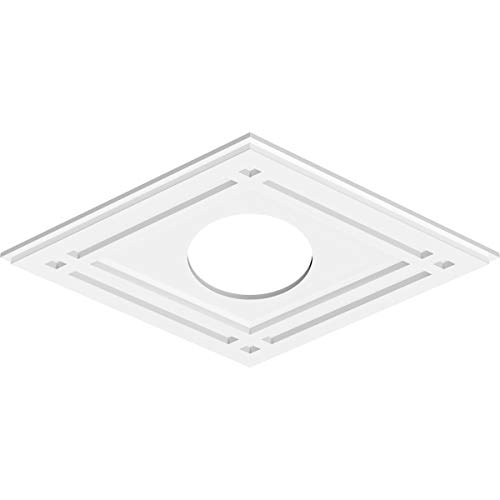 Image of Ekena Millwork CMP28X18DD-07000 Diamond Architectural Grade PVC Contemporary Urethane Ceiling Medallions 28 inchW x 18 5 /8 inchH x 7 inchID x 9 3 /4 inchC x 1 inchP