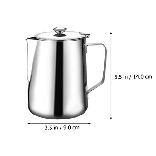 Hemoton Jarra de Espuma de Café Taza de Medición de Acero Inoxidable con Asa Y Escala Balanza de Medición Jarra con Tapa… - Imagen 3