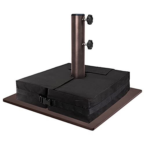 EliteShade Up to 160 lbs Square Umbrella Base Steel Plate Stand Market Patio Outdoor Heavy Duty Umbrella Holder, Bonus 18.5\" Square Weight Sand Bag (Sand is not Included), Reddish-Brown