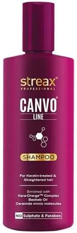 Streax Professional Canvoline, Sulphate Free for Women, Keratin, For Straightened hair Post care, With Kera-Change Complex, Sulphate & Paraben Free Shampoo, 300 ml