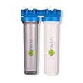 NuvoH2O Advanced 2-Stage Citrus-Based, Salt-Free Water Filter System + Water Softener and Carbon Filter – Healthy & Pure Water – Removes Hard Water Build Up (Whole Home Duo System)