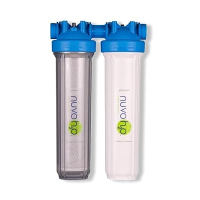 NuvoH2O Advanced 2-Stage Citrus-Based, Salt-Free Water Filter System + Water Softener and Carbon Filter – Healthy & Pure Water – Removes Hard Water Build Up (Whole Home Duo System)
