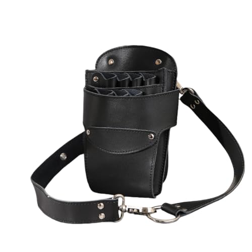 Aeroorシザーケース 本革 7丁シザーバッグ シザースオーガナイザー ショルダーバッグ トリマー 収納 ハサミ収納 コーム プロ仕様 大容量 ポーチ ウエスト はさみ 櫛 サロン 理容室 理容シザーバッグ 美容師 理容師 トリマー用 カミソリ、ヘアピン