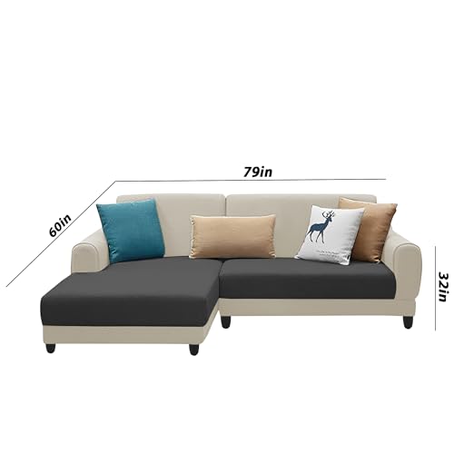 Image of Kraven LHS 4 Seater L Shape Sofa Set for Living Room (Cream Black Fabric) Premium Fabric Sofa