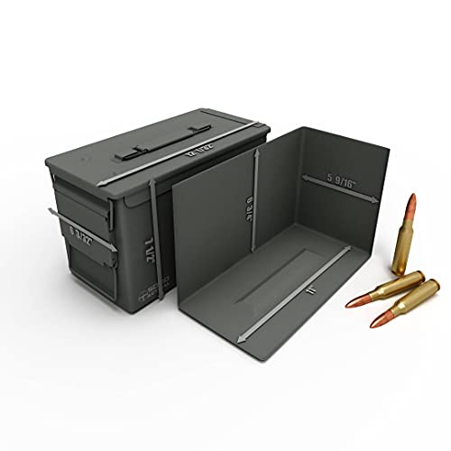 Solid Tactical Metal Ammo Can - New Military & Army Ammo Storage Container - M2A1 & M19A1 Ammunition Boxes - Use our Ammo Case as a Metal Storage Box or an Ammo Crate Utility Box (30 & 50 Cal Combo - OD Green) - Thumbnail 5