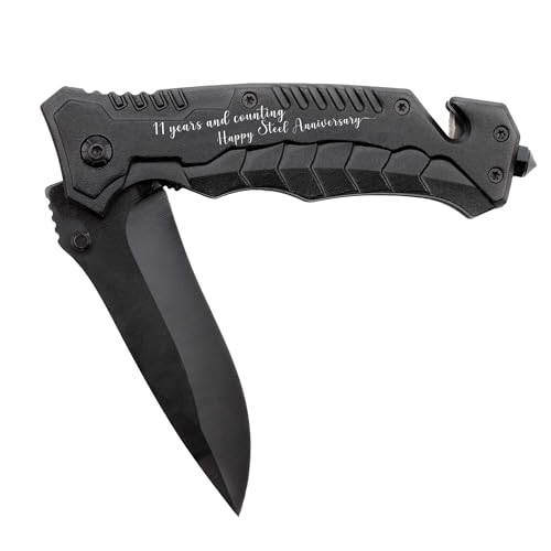 11th Anniversary Pocket Knife gift for Hunband, Happy 11th Anniversary Present for Him,...