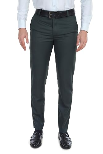 Image of Men's Stretchable Solid Plain Formal Trousers - Regular Fit Stylish Pants for Office & Party, Fashionable Dress Trousers for Men