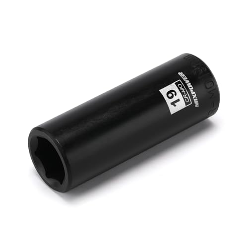 MIXPOWER 1/2 Inch Drive Deep Impact Socket CR-MO 19mm 6 Point Radius Corner Design Axle Nut Impact Grade Socket for Easy Removal
