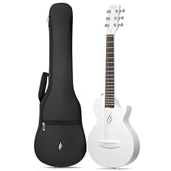 Enya Nova Go Mini Guitare – Guitare Acoustique Blanc 1/4 en Fibre de Carbone pour Enfant Adulte Débutant, Guitare de Voyage, Éducation Musicale pour Enfants, Cadeau de Pâques et D’anniversaire - Les Beatles, Paul McCartney, John Lennon, RIngo Starr, George Harrison