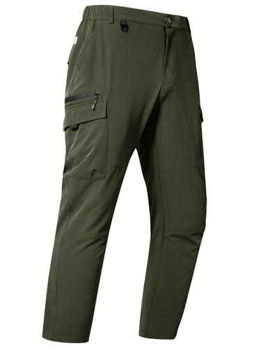 NORTHYARD Men's Cargo Hiking Pants Lightweight Quick Dry Outdoor Fishing Travel Active Sweatpants with Multi Pockets Army Green 2XL