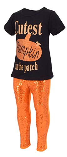 Unique Baby 2 Piece Girls Printed Leggings Outfit with Short Sleeve Shirt Kid and Toddler Clothes Set2