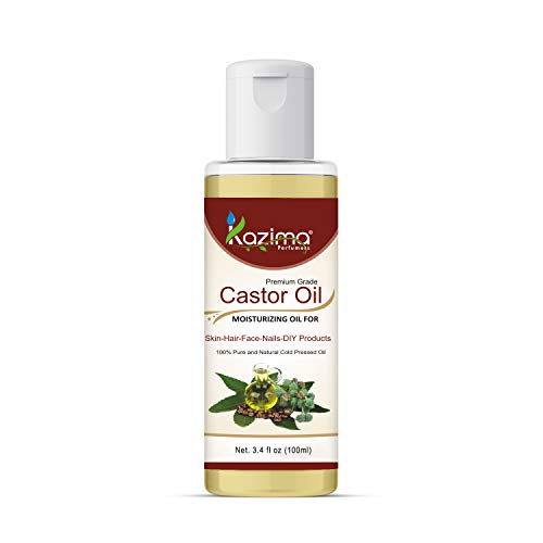 Image of KAZIMA Cold Pressed Extra Virgin Castor Oil for Hair Growth | Moisturizes Skin and Reduces Wrinkles | 100% Pure Castor Oil Cold Pressed for Skin and Hair | 100 ml
