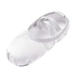 Stelle Girls Ballet Dance Shoes Satin Slippers Gymnastics Flats Split Sole (White, 3ML)