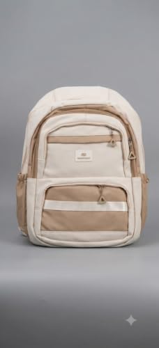 Image of YUMA Graffiti Print Backpack, White and Black, Multi-Pocket, Casual Style, for Women