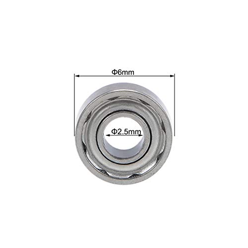 Image of uxcell 682XZZ Deep Groove Ball Bearings 2.5mm Inner Dia 6mm OD 2.6mm Bore Double Shielded Chrome Steel Z2 10pcs