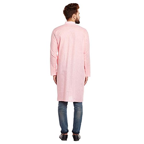 Image of SOJANYA (Since 1958 Men's Pink Cotton Linen ONLY Long Kurta