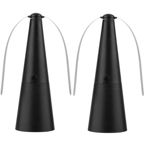 2PCS Espanta Moscas para Mesa, Ventilador Moscas Mesa, Ahuyentador De Mosca, Repelente Mosca Patio De Jardín Exterior, Black