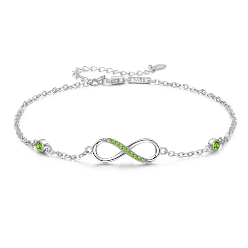 Image of MEDWISE Womens Infinity Anklet Bracelet 925 Sterling Silver Endless Love Symbol Ankle Bracelet Adjustable Plus Size Large Bracelet Gifts for her Mother's Day Gifts