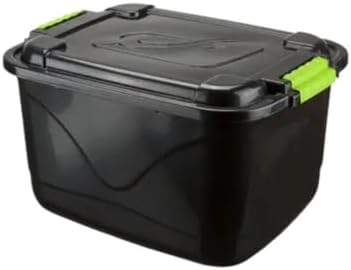 Caixa Organizadora de Plástico 30L com Tampa e Trava, Preta