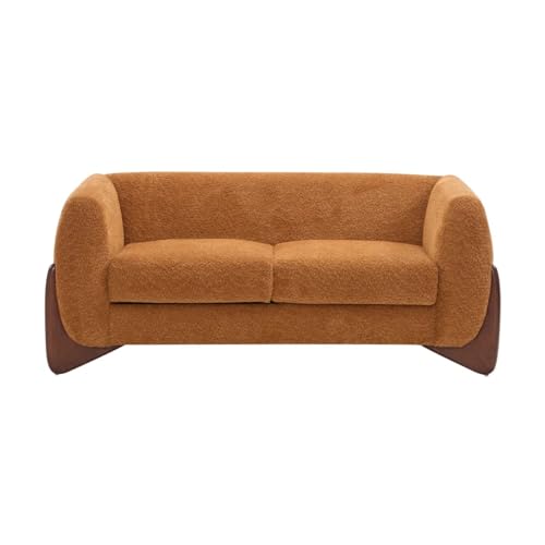 Image of Velvet Contemperory Sofa with Cushion Chaise Lounge Sectional Sofa Perfect for Living Room & Bedroom Guests Home & Office (Camel Boucle Fabric, 5 Seater)