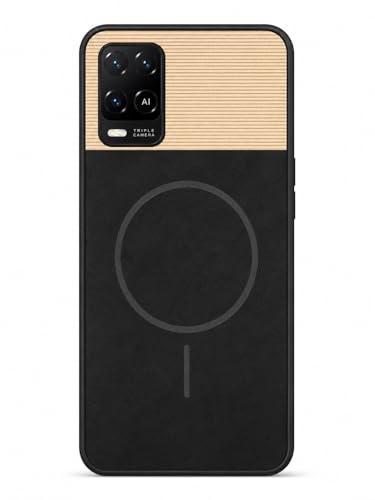 Image of Bintage Mac Safe Design Hard Slim Back Case | Soft Border Camera Protect | Dual PU Leather Finish Back Cover Compatible for Oppo A54 4G - White & Black