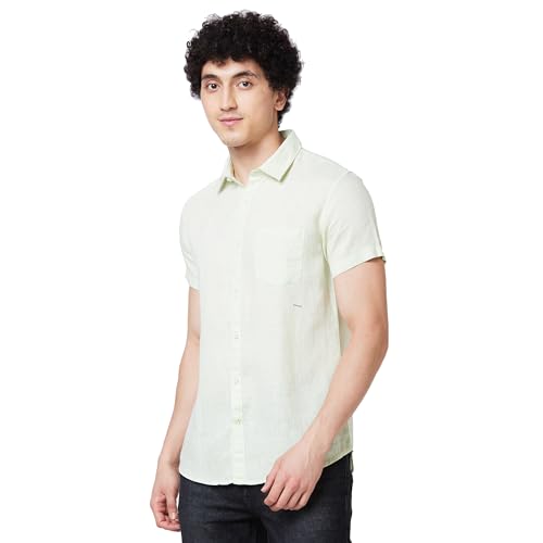 Image of Spykar Men's Regular Fit N /A Half Sleeve Solid Casual Shirts