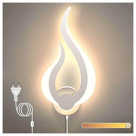 Lightess LED Wandlampe mit Stecker Schalter Wandleuchte Innen mit kabel Dimmbar Lampe Wall Light with Plug Weiß Treppenhaus Beleuchtung für Schalfzimmer Flur Wohnzimmer Kinderzimmer, Warmweiss, Weiss