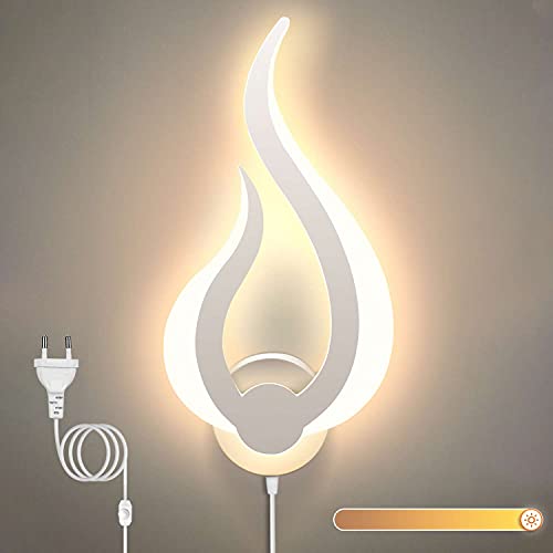 Lightess Dimmable Applique Murale Intérieur LED 10W Éclairage Luminance Réglable Lampe Murale Moderne Acrylique Avec Interrupteur+Fil+Prise EU pour Chambre...