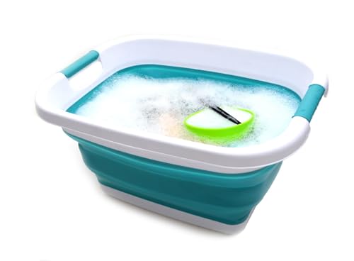 SAMMART Zusammenklappbarer Wäschekorb / -wanne – Faltbarer Aufbewahrungsbehälter/Organizer – tragbarer Waschbehälter – platzsparender Korb – Kofferraum-Aufbewahrungsbox (Hellblau) - 5