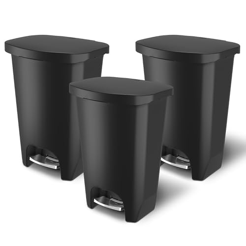 Caneca de Basura Rectangular Negra 20 Gal 3 Unidades