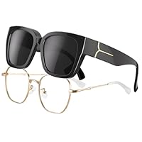 Wrimen überzieh sonnenbrille-Damen und Herren-Polarisiert Sonnenbrille über normale brille-Quadratisch überbrille-Groß Sonnenüberbrille für brillenträger-over glasses sunglasses-mit uv schutz-Schwarz