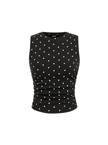 Image of CIDER Womens Tank Tops Sleeveless High Neck Ruched Crop Tops Going Out Casual Basic Ribbed Shirt Summer Fashion Clothing